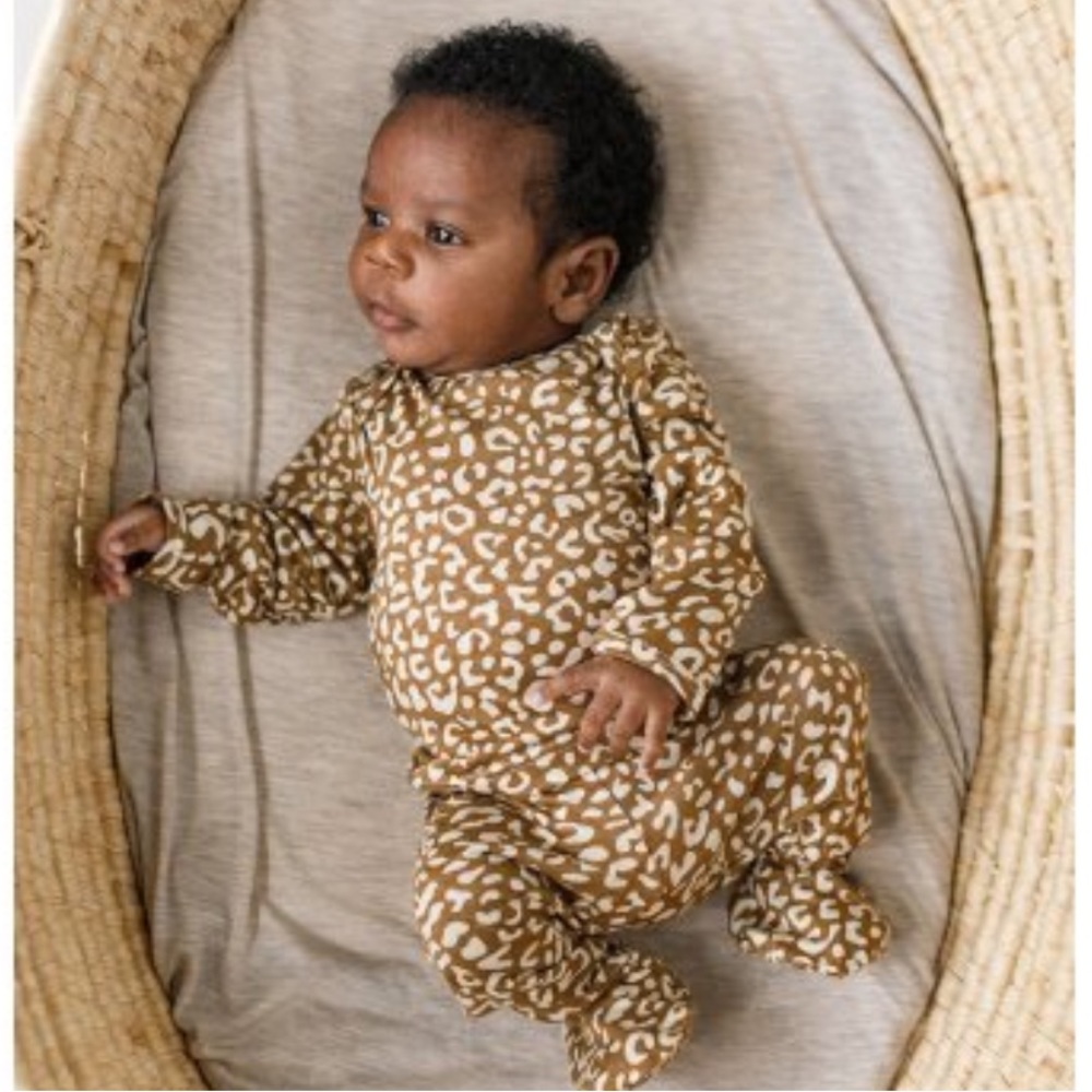 Solly Baby Two Piece Footed Sleeper in Leopard Print